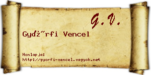 Győrfi Vencel névjegykártya